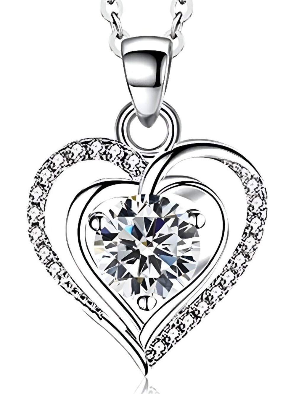 Heart Birthstone Pendant Necklace for Women 925 Sterling Silver Zirconia